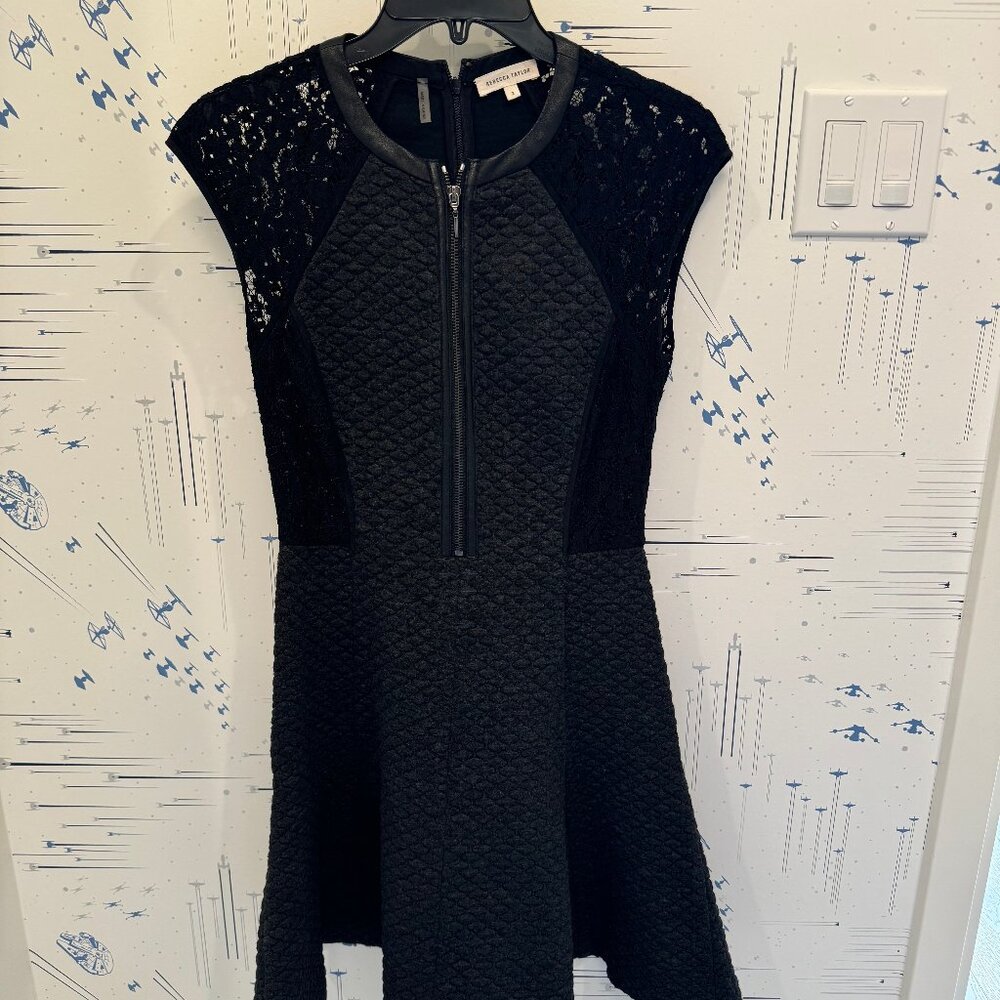 Rebecca Taylor Black Cap-Sleeve, Textured Dress - Picture 2 of 8
